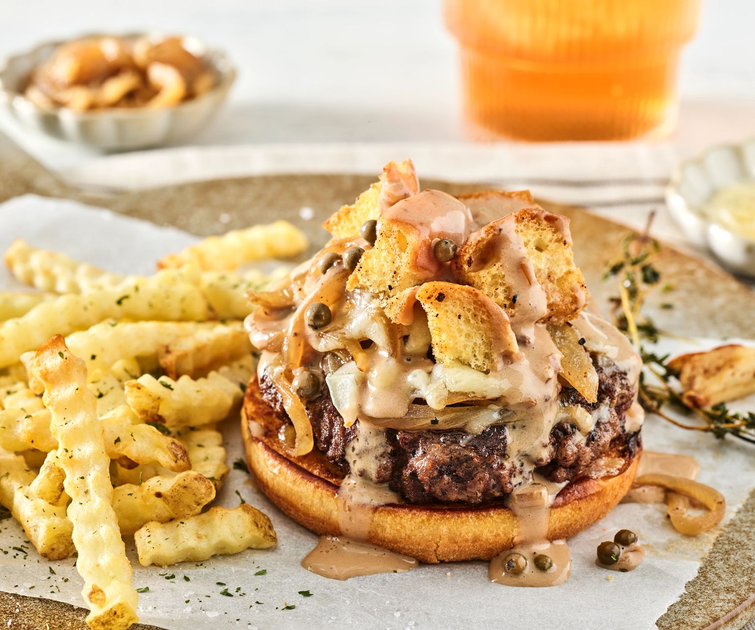 French Onion Open-Faced Burgers